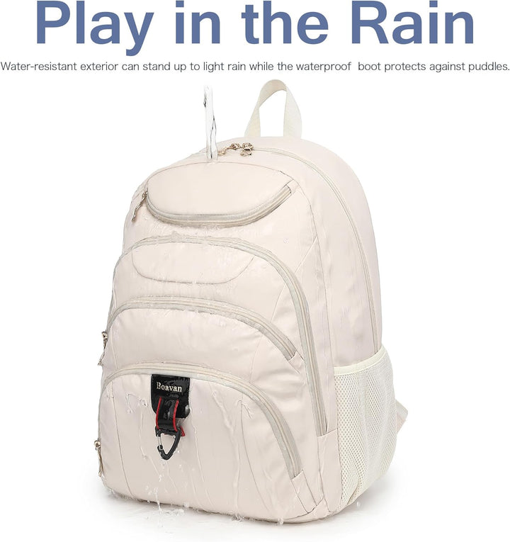 Mochila para laptop Boavan para hombres (Negro, 15.6), Beige crema,...
