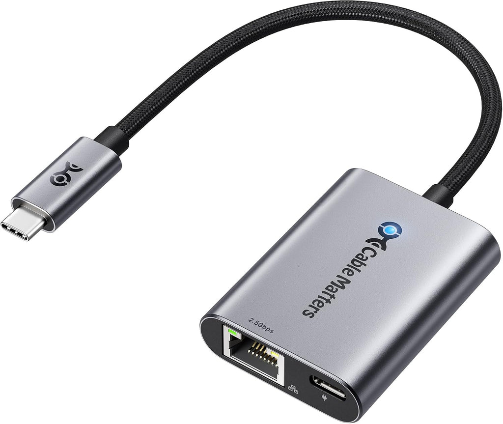 Cable Matters Adaptador USB C a Ethernet de 2,5 Gb con carga de 140 W