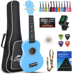 Ukulele de 21 pulgadas para principiantes, kit de ukulele soprano de tilo para niños, adultos, estudiantes, principiantes, mini guitarra, paquete de ukulele con libro, funda de concierto