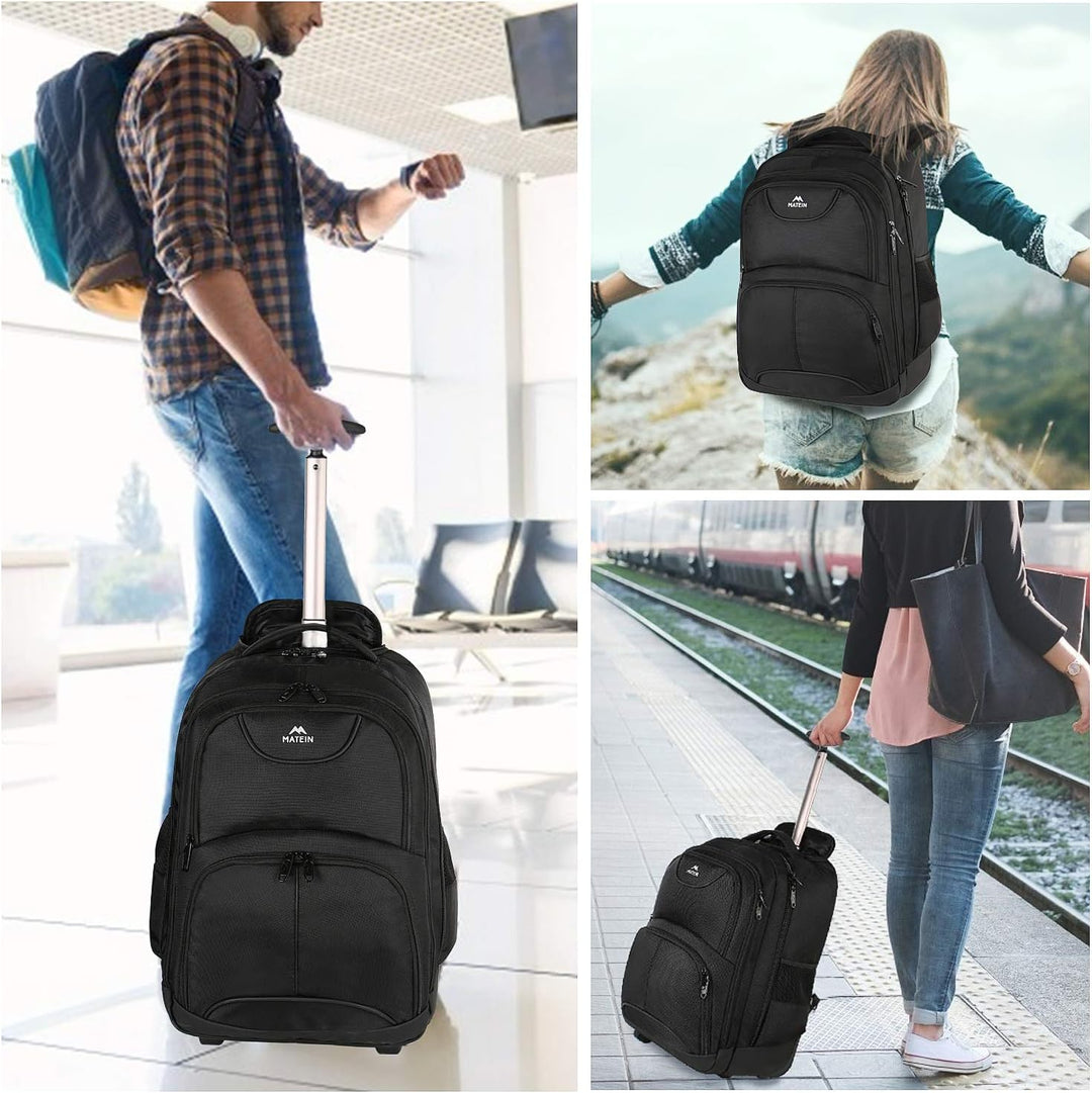 MATEIN - Mochila con ruedas, mochila para laptop de 17 pulgadas res...