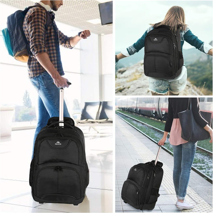 MATEIN - Mochila con ruedas, mochila para laptop de 17 pulgadas res...