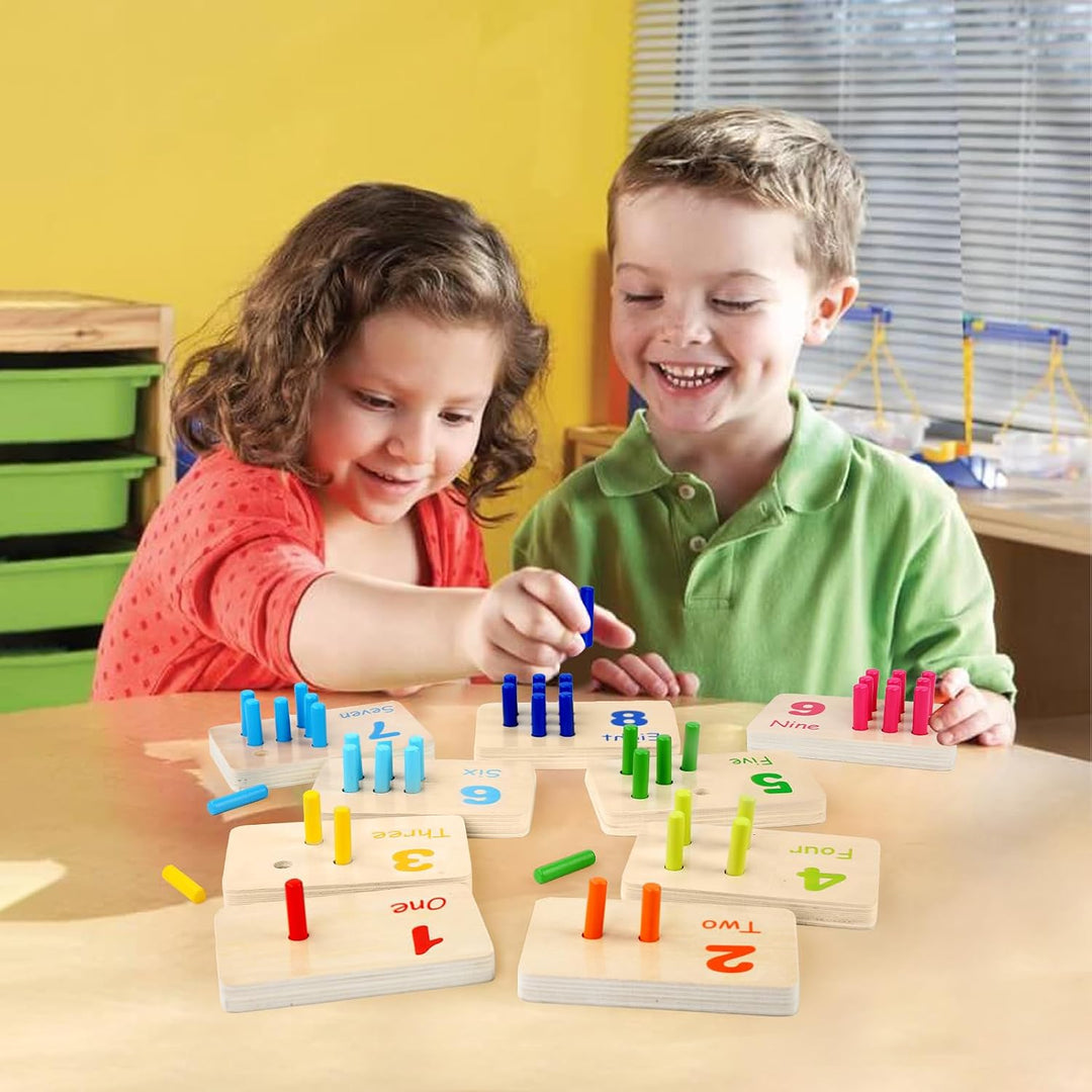 Gserin Tablero de Clavos Numéricos de Madera para Contar para Niños...