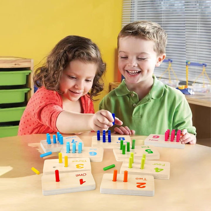 Gserin Tablero de Clavos Numéricos de Madera para Contar para Niños...