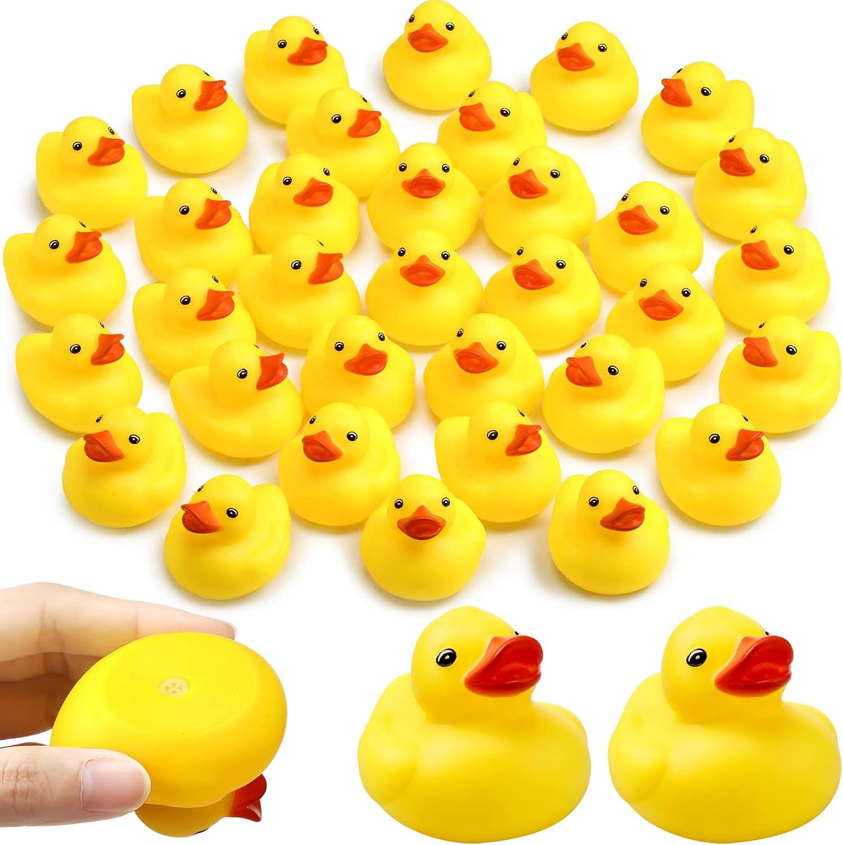 Vinsot - Mini patos de goma a granel, juguetes de baño chirriantes