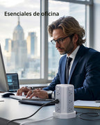 SMALLRT - Cable de extensión de 10 pies con 12 tomas de corriente alterna múltiples, 4 USB (1 USB C), estación de carga de escritorio SMALLRT para hogar, oficina, universidad, dormitorio esencial