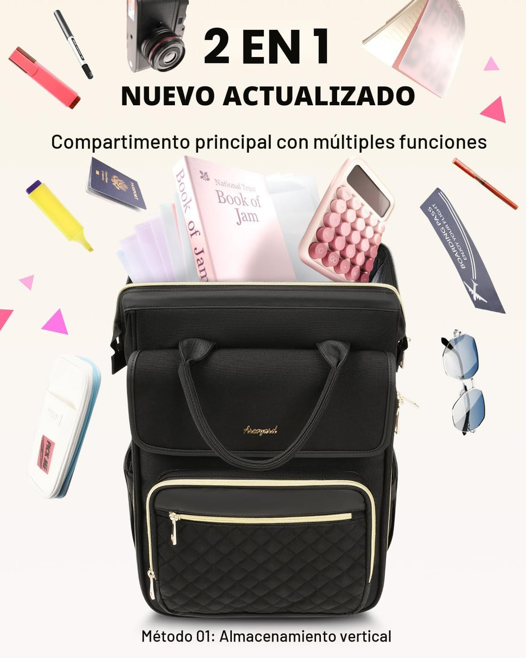 Mochila rodante Arcoyard para mujeres, mochila rodante para viajes...