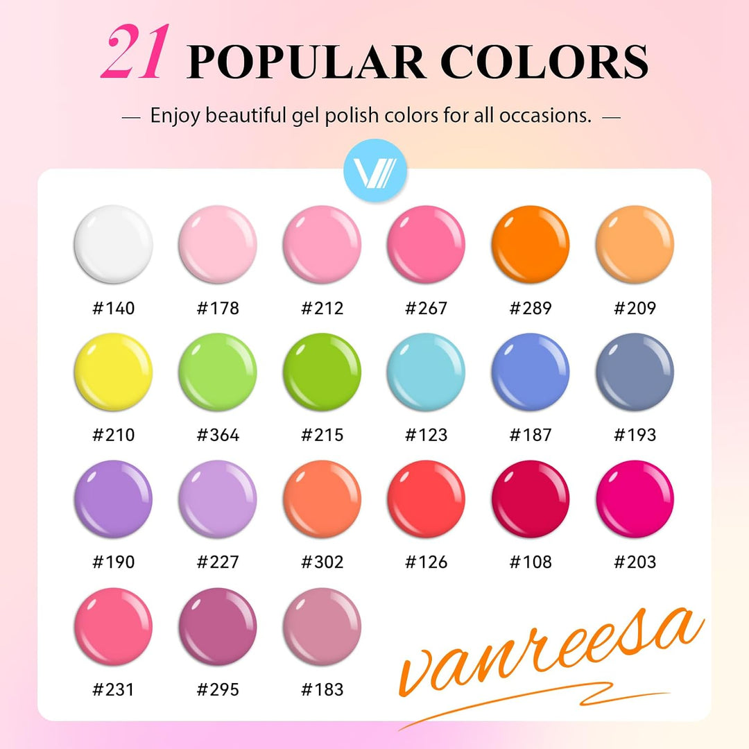 VANREESA - Juego de 24 esmaltes de gel para uñas, 21 colores con ca...