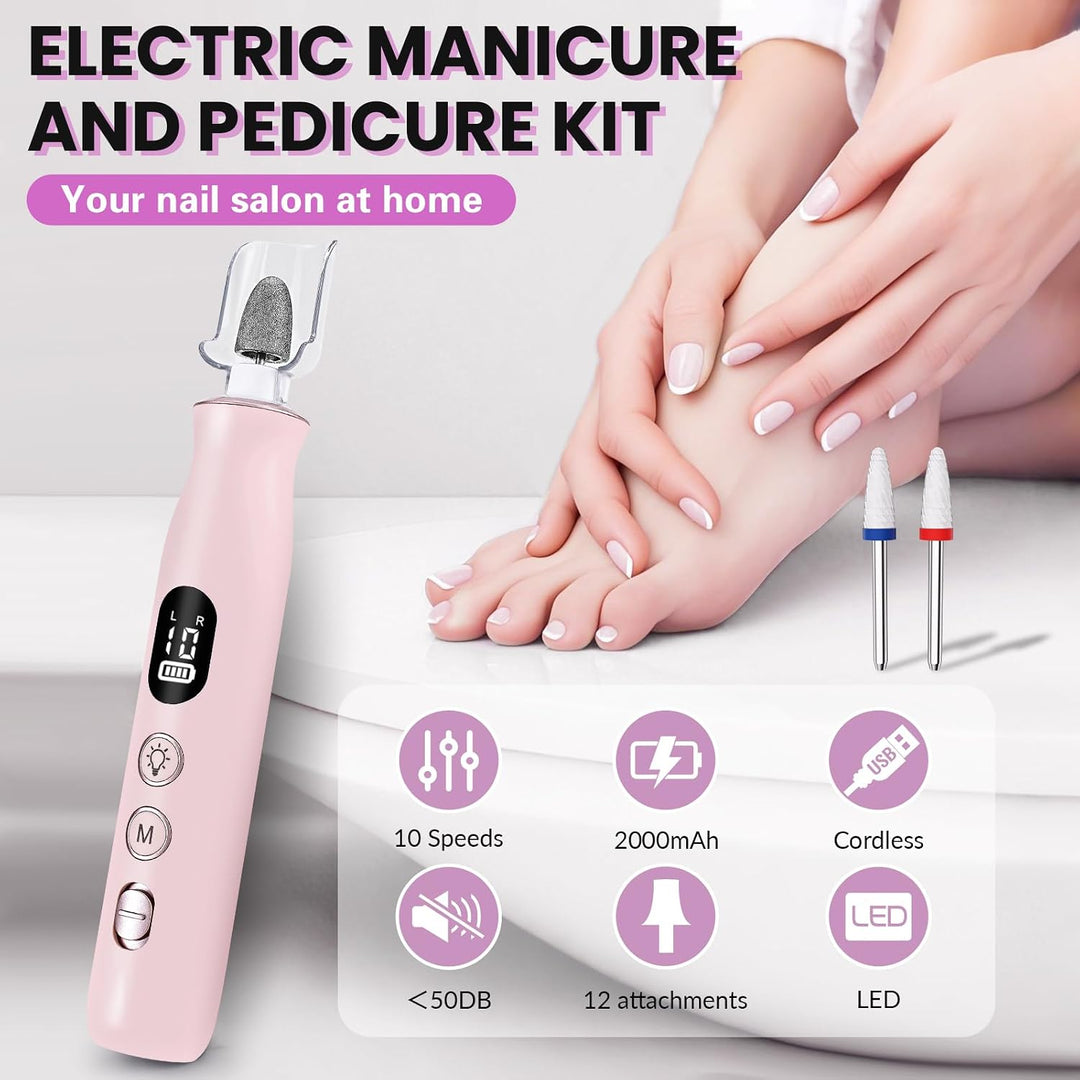 Taladro de uñas eléctrico, lima de uñas portátil recargable inalámb...