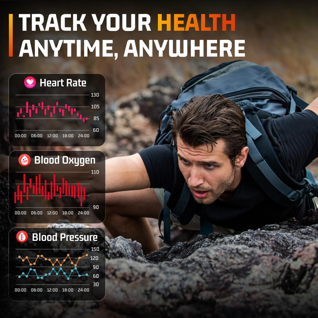 Relojes inteligentes militares para hombres, llamadas Bluetooth AMOLED de 2.06 pulgadas, IP68 con monitor de sueño, podómetro, más de 110 modos deportivos, reloj inteligente táctico para Android, iOS y Samsung compatible