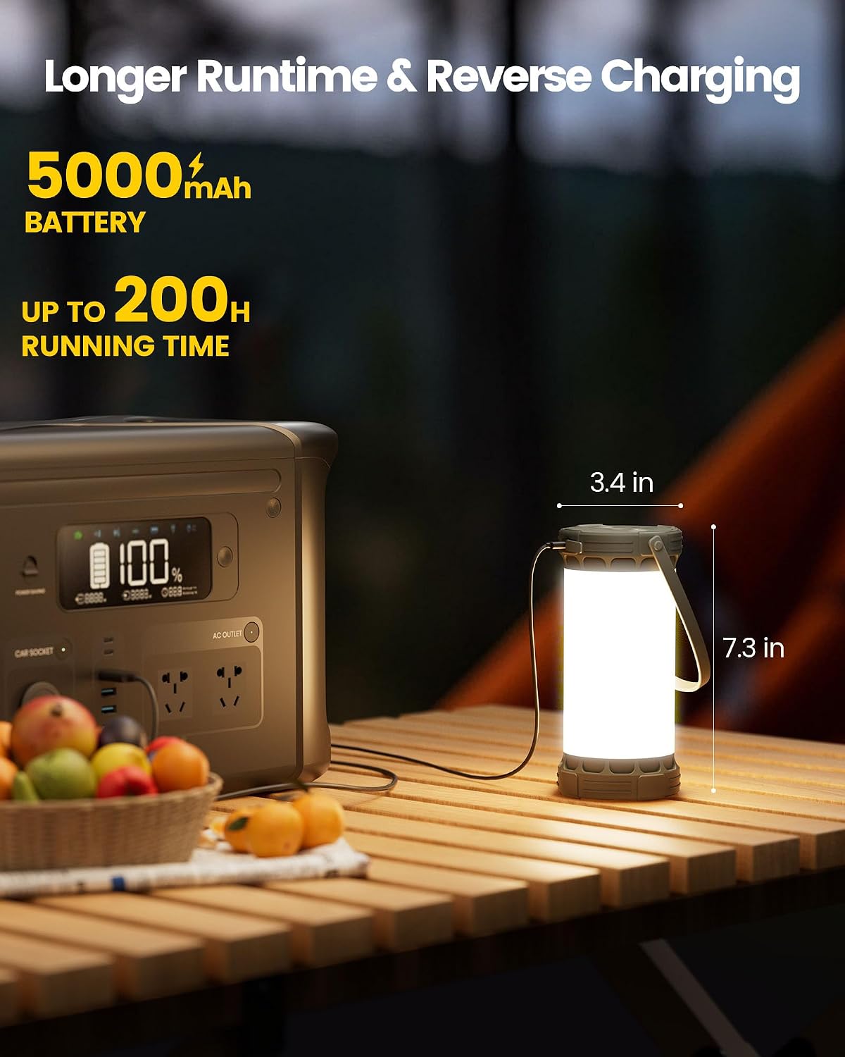 Lámpara Glocusent - Linterna LED recargable para acampar, luz de camping con 5000
