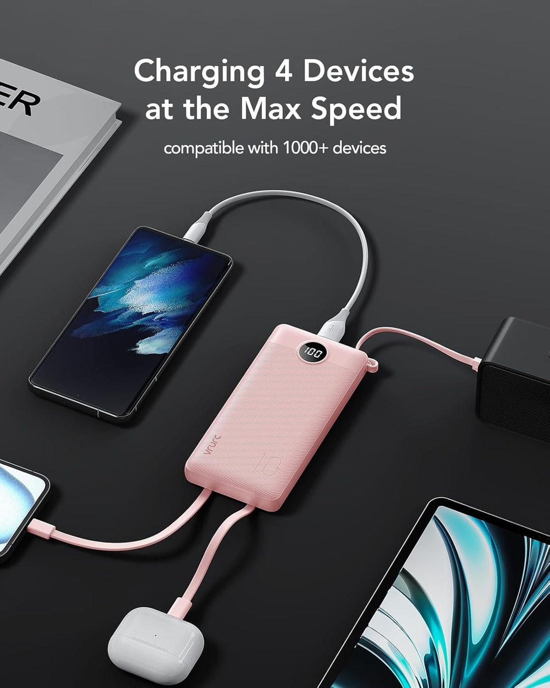 VRURC - Cargador de teléfono portátil, 20W PD de carga rápida portá...