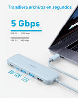 Anker Hub USB C, adaptador USB C 5 en 1 a HDMI con pantalla 4K, USB...