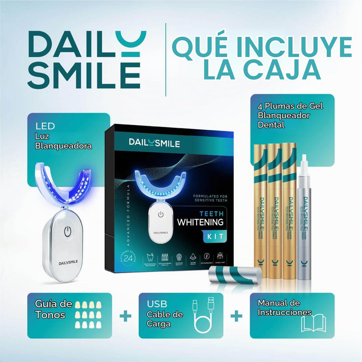 Kit de Blanqueamiento Dental DailySmile con LED - Formulado para Di...