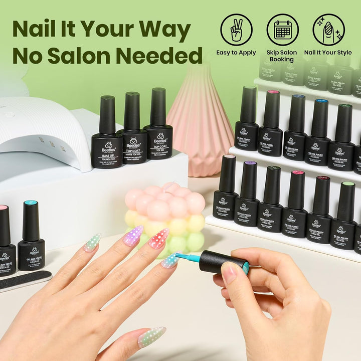 Beetles - Kit de 55 esmaltes de uñas de gel con luz UV y taladro de...