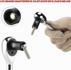 CASOMAN Juego de dados de impacto magnético de 14 piezas, 1/4", poco profundo, 6 puntos, métrico, 0.157 in a 0.591 in, acero CR-MO