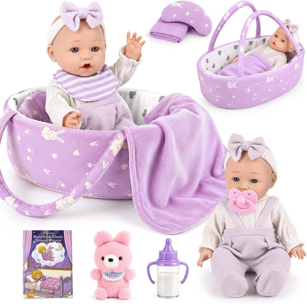 Dreamon Set de muñecas de bebé de 12 pulgadas con accesorios de