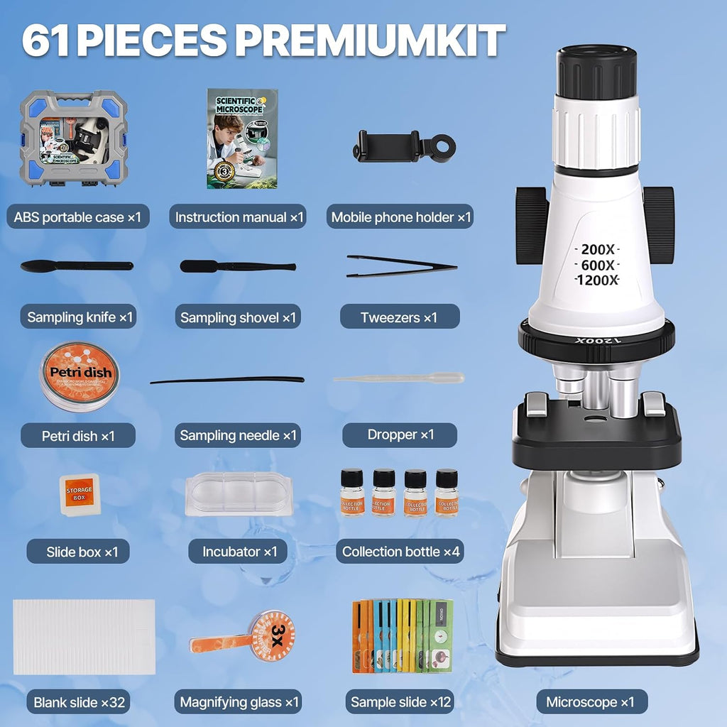 Kids Microscope Kit con Blank y Prepared Slides
