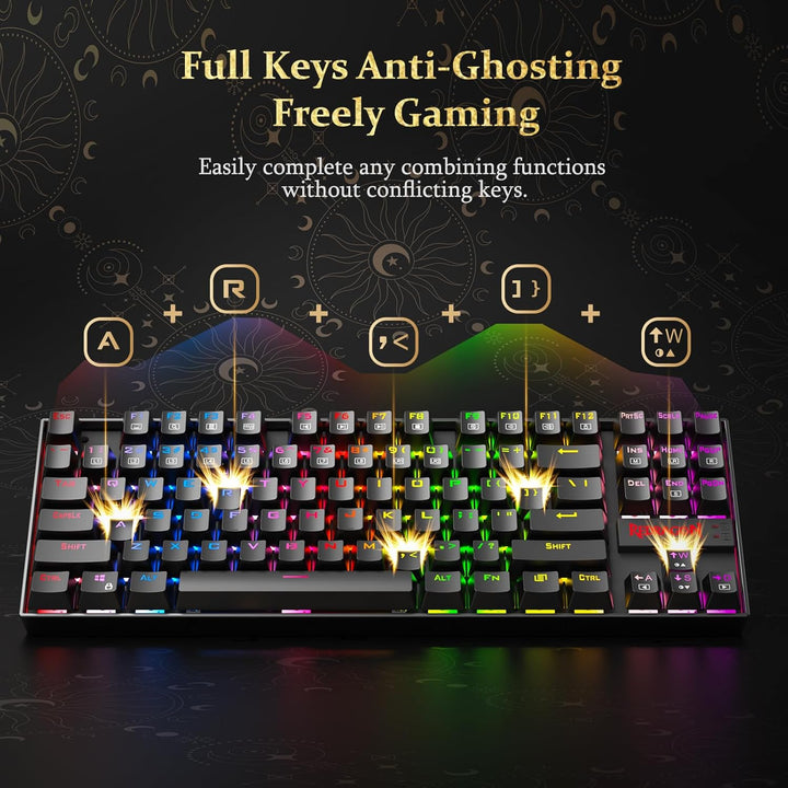 Redragon Teclado mecánico para juegos K552, compacto de 87 teclas,...