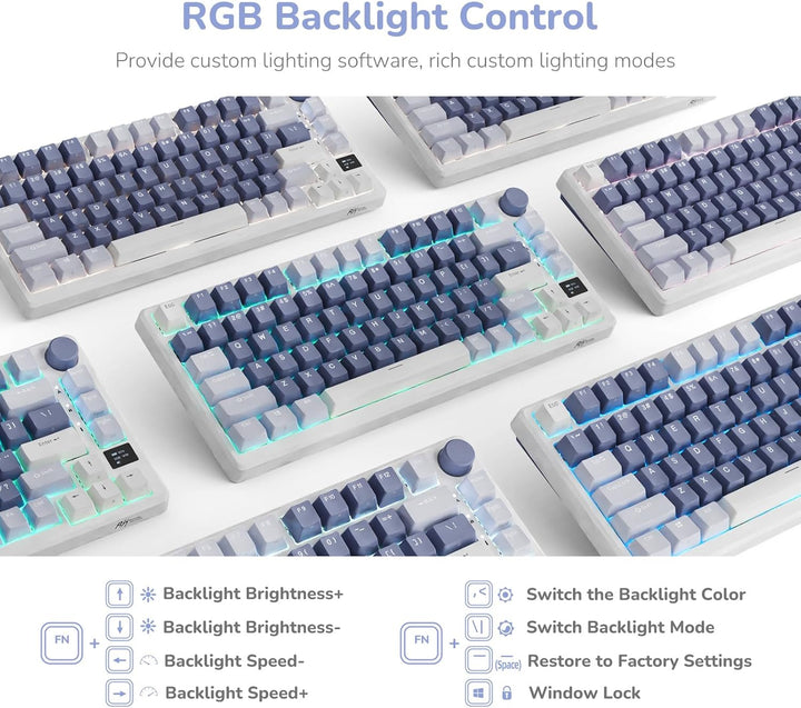 RK ROYAL KLUDGE M75 - Teclado mecánico con pantalla inteligente OLE...