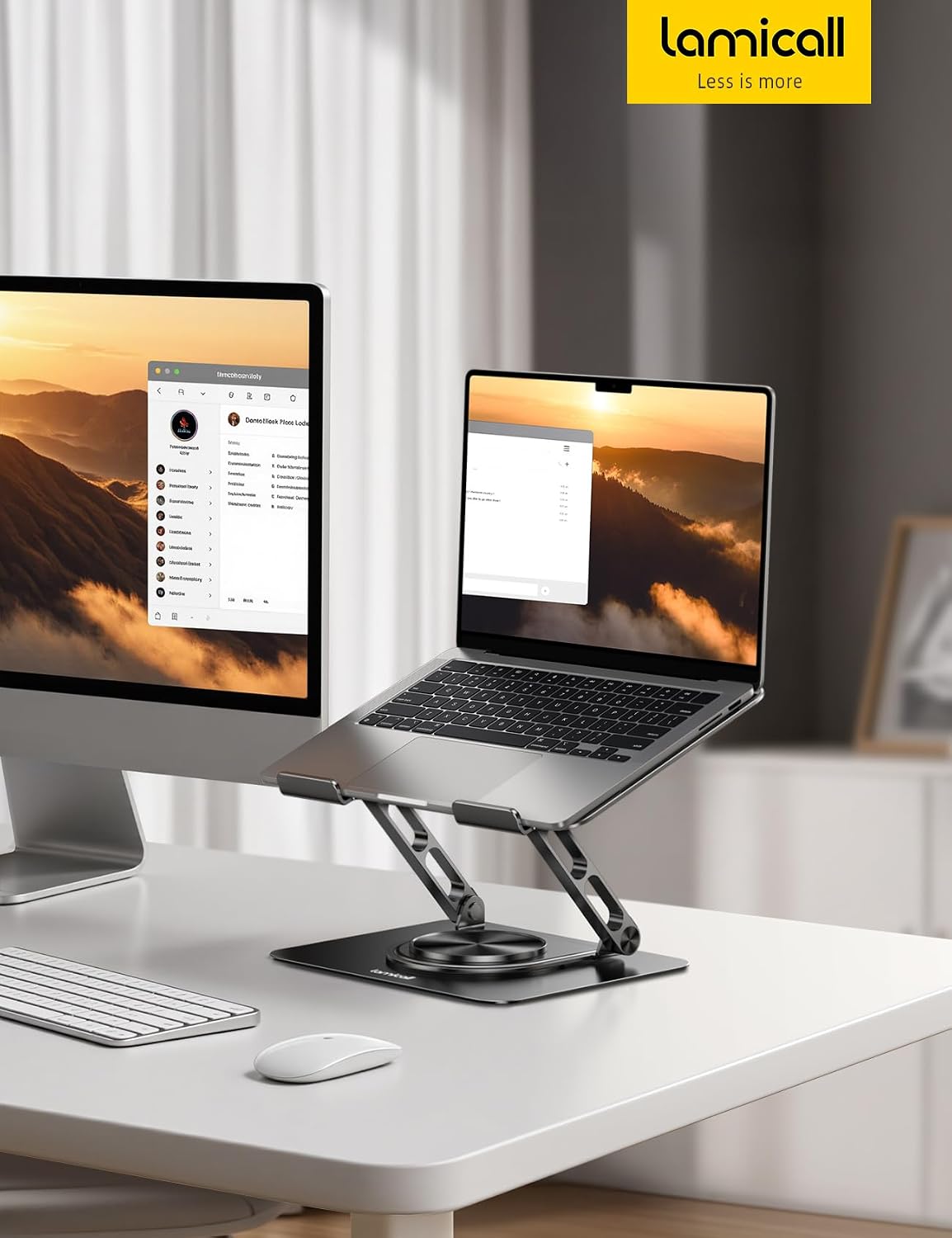 Lamicall - Soporte ajustable para laptop para escritorio - Base gir...