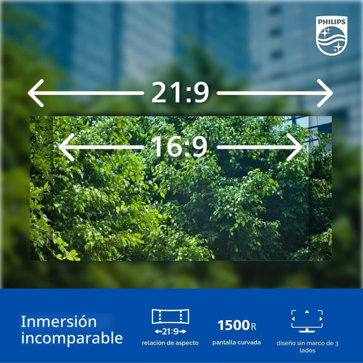 Philips 34E1C5600HE 34" Monitor UltraWide QHD 21:9 con Cámara W...