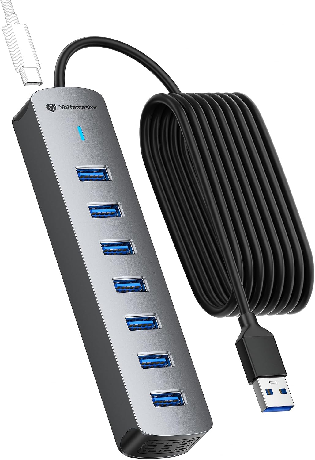 Yottamaster, hub USB 3.0 de 7 puertos, con puerto de carga inteligente, adaptador 5V/3A