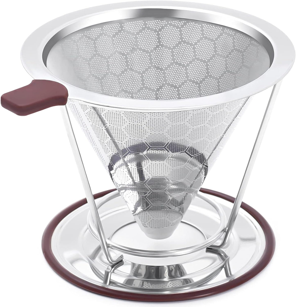 Gotero de café, Filtro de acero inoxidable MISETTO, fácil de limpiar, cafetera sin papel, filtro reutilizable, gotero cónico con taza extraíble