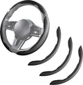 Cubierta de volante de coche de cuero con cierre de presión de 3 piezas, juego de protector antideslizante y envolvente, accesorios para volante universal de 37-38 cm, negro