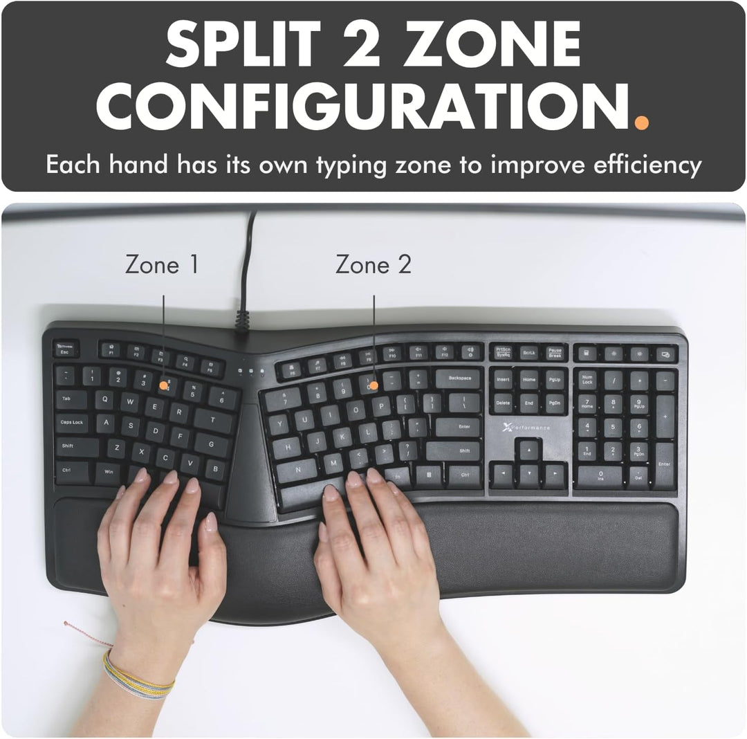 Teclado Ergonómico con Cable X9 con Reposamuñecas Acolchado - Escri...