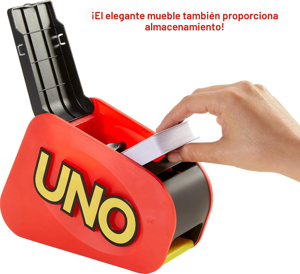 UNO Juego de cartas de ataque, regalos para niños, adolescentes y adultos, juegos para noche familiar o noche de juegos, lanzador, lanzador de cartas, luces y sonidos