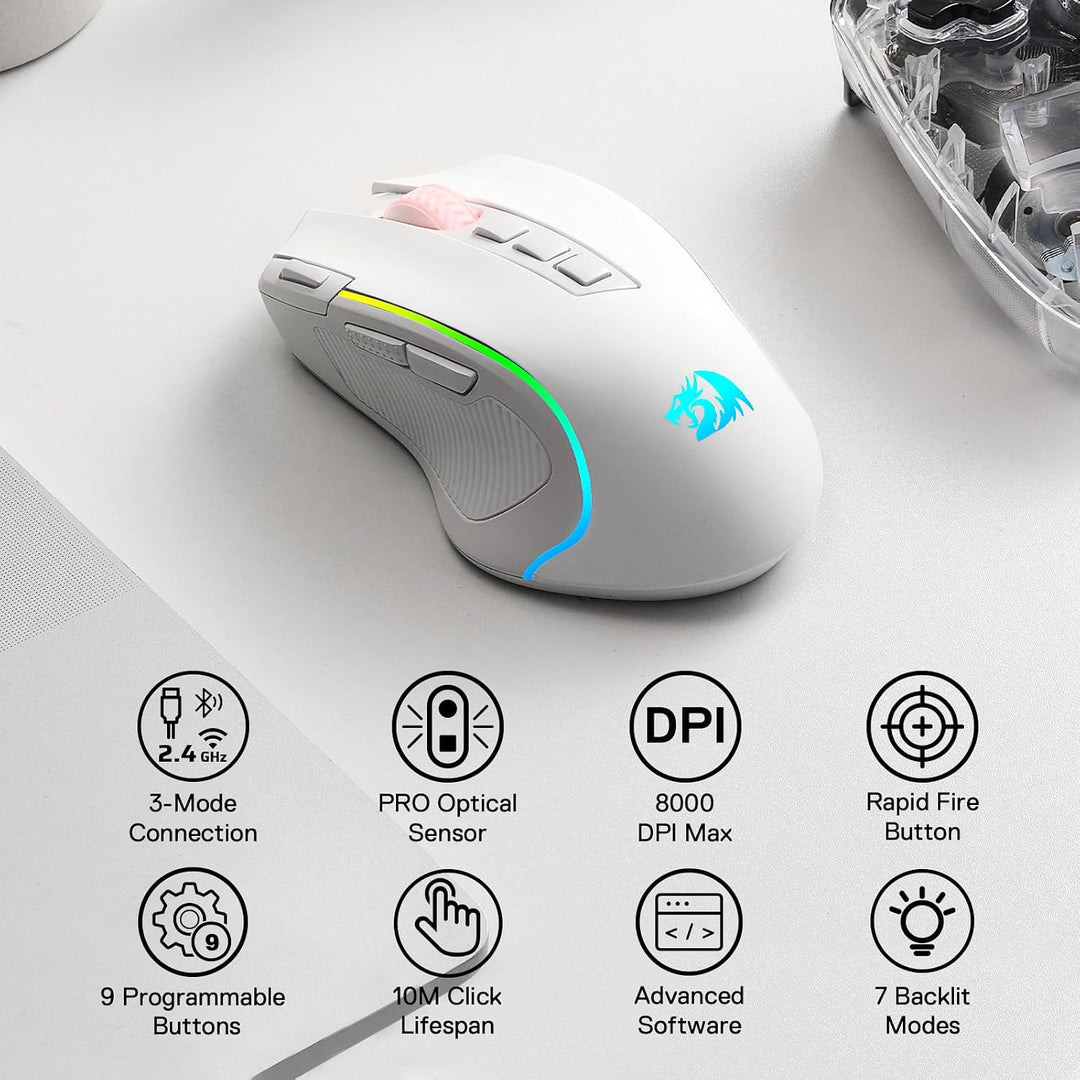 Redragon M612 PRO RGB - Mouse para videojuegos, 8000 DPI, con cable...