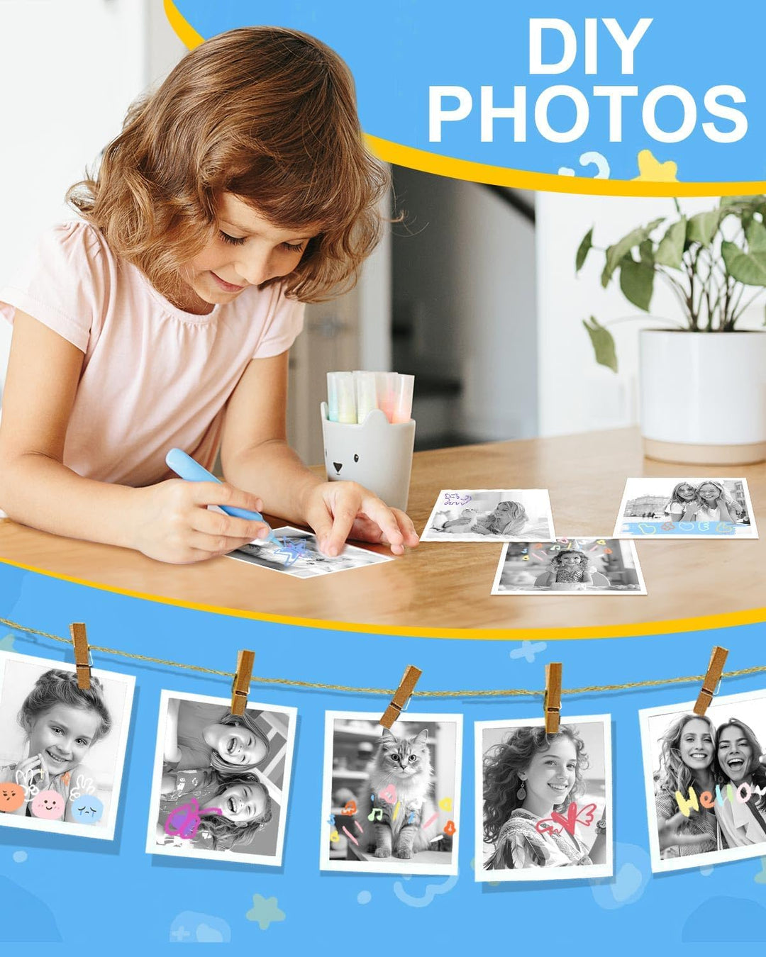 OTJ 12 rollos de cámara de impresión instantánea para niños, papel...