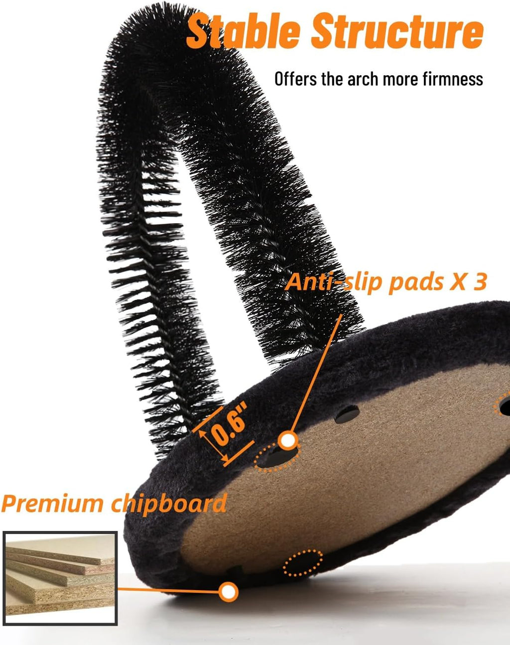 Rascador Automático para Gatos, Cepillo de Arco con Almohadilla de Sisal Tejido Resistente, Poste de Frotación y Juguete de Catnip, Rascadores para la Cara y Cuerpo del Gato, Rascadores