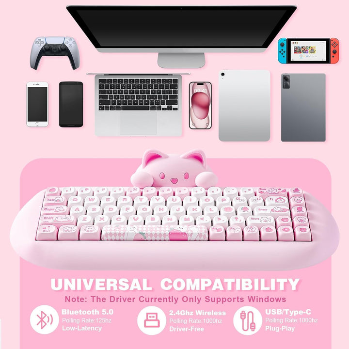 YUNZII C68 Teclado mecánico inalámbrico, diseño de 65%, intercambio...