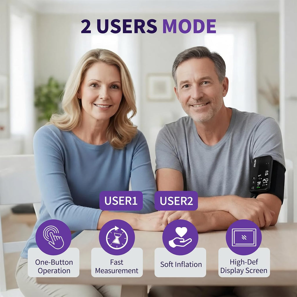 Monitor de presión arterial inalámbrico con Bluetooth para la parte superior del brazo, monitor de presión arterial recargable portátil ultraligero, compatible con la aplicación iOS/Android BP