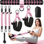 Banda de resistencia de pedal multifunción con mango, mangas protectoras de nailon y ajustable de 15/15/30 libras, equipo de entrenamiento para abdominales, cintura, brazos, piernas