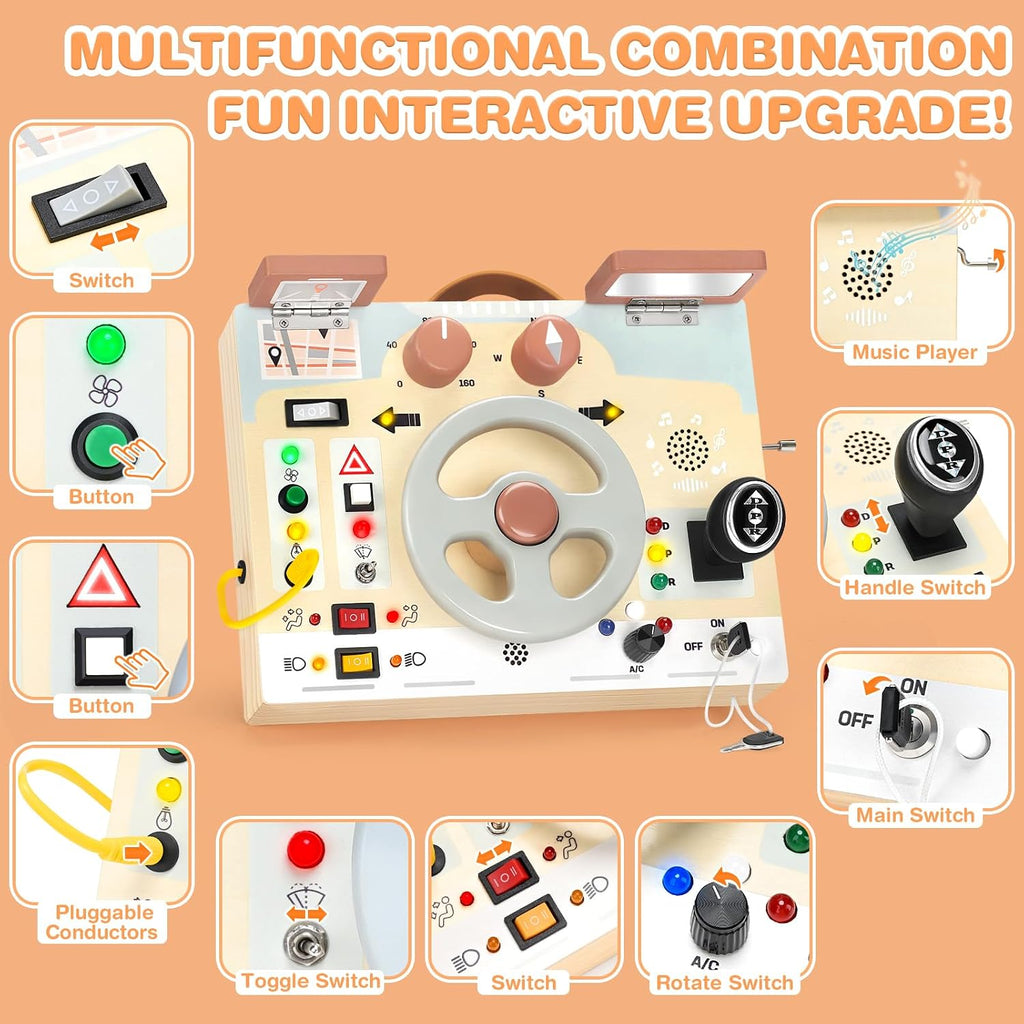 Joyreal Montessori - Tabla de actividades para niños pequeños, juguetes Montessori para 1, 2, 3 años
