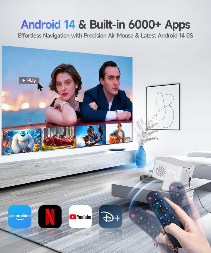 Proyector Mini Android 14 con Soporte 4K 8K, Proyector Inteligente...