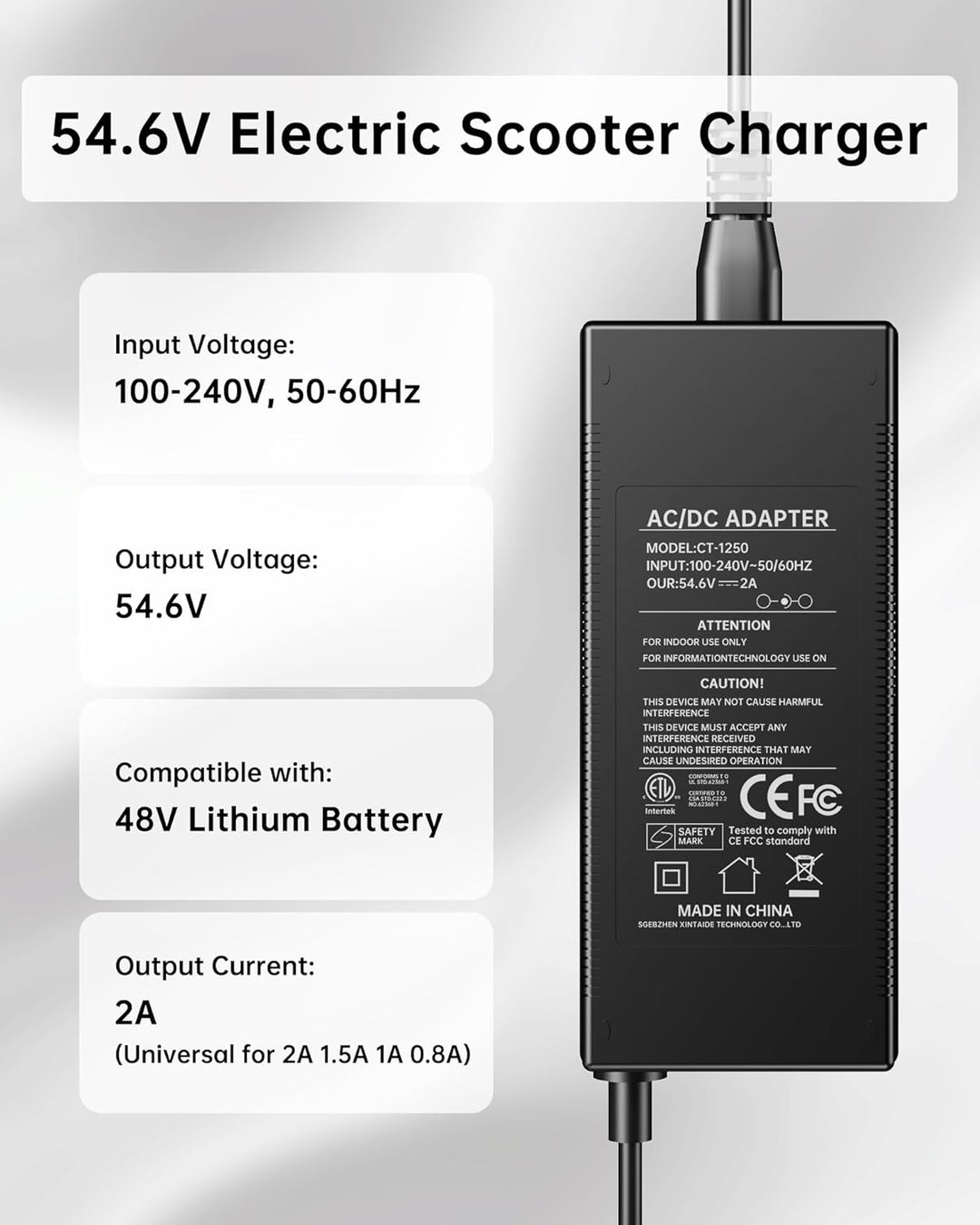 WUKUR Cargador de scooter eléctrico de 546 V 2A para