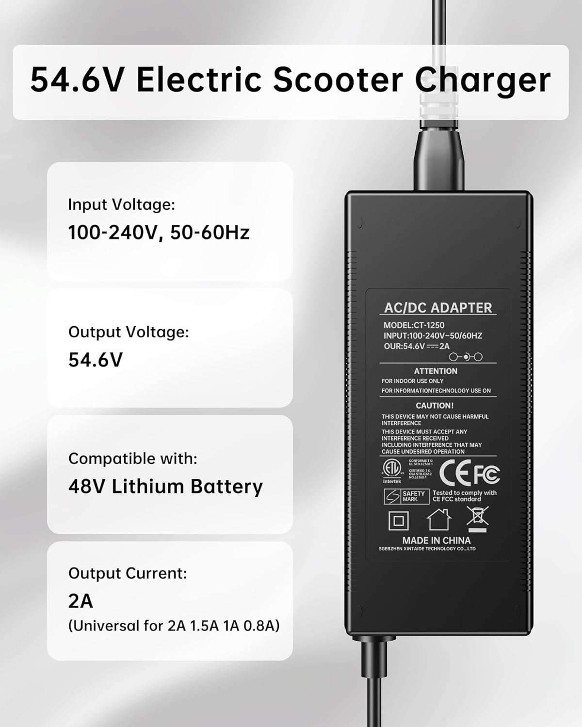 WUKUR Cargador de scooter eléctrico de 546 V 2A para