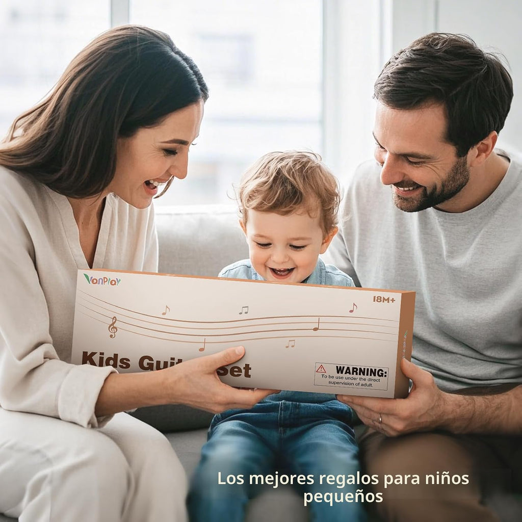 Vanplay - Juego de guitarra para niños, 7 instrumentos musicales de madera