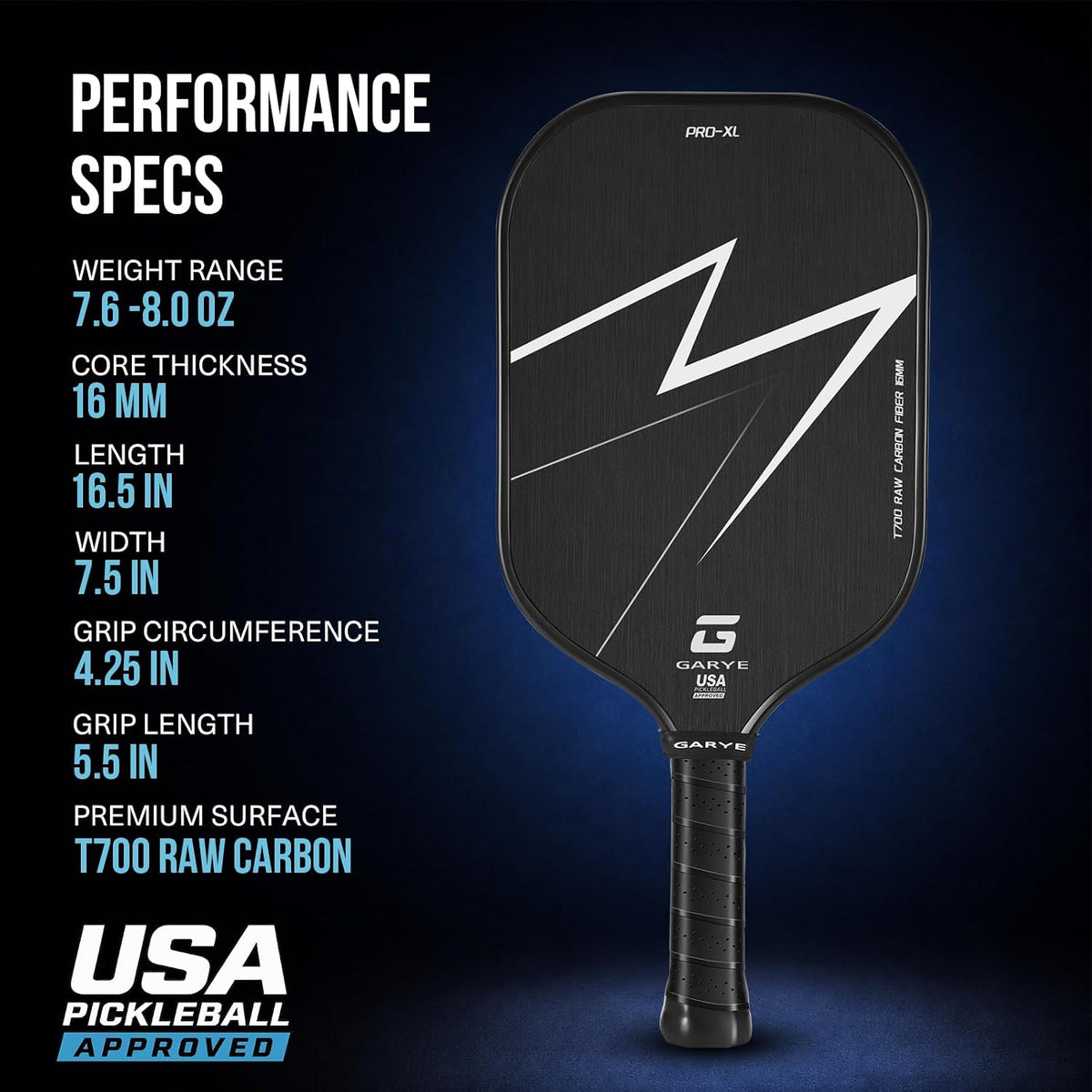 GARYE Paletas de pickleball, raqueta de fibra de carbono cruda T700 con