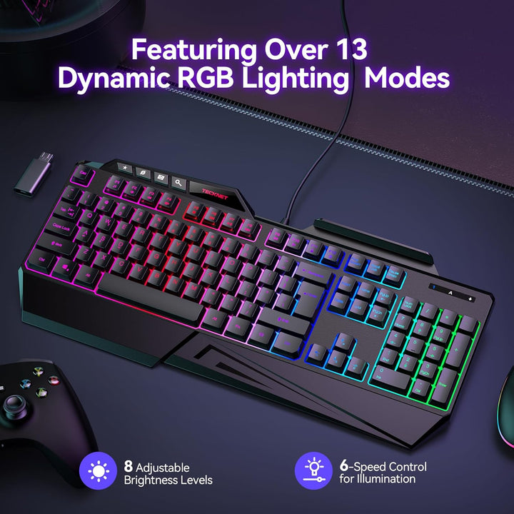 TECKNET Teclado RGB para juegos con cable, 26 teclas, antifantasma,...