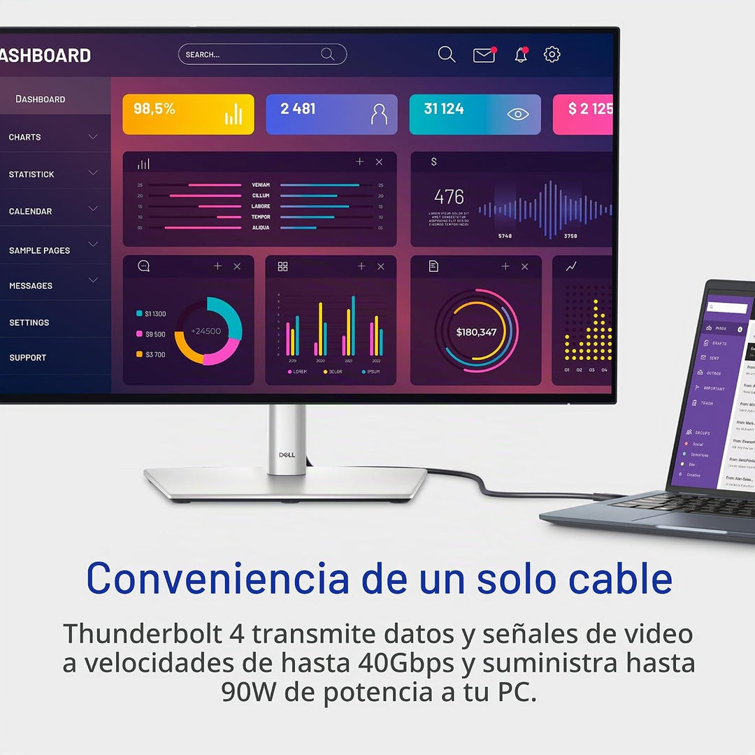 Dell UltraSharp U2724DE Monitor LED WQHD de 27" Clase | 5ms, 98...