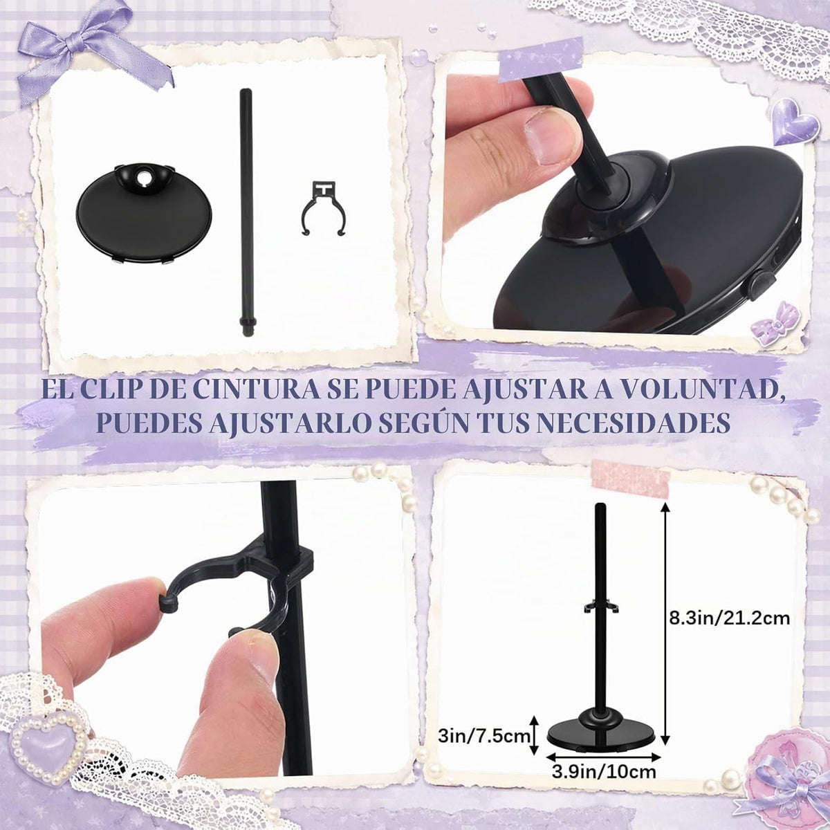 100 soportes acrílicos para muñecas, soporte para figuras de acción, color