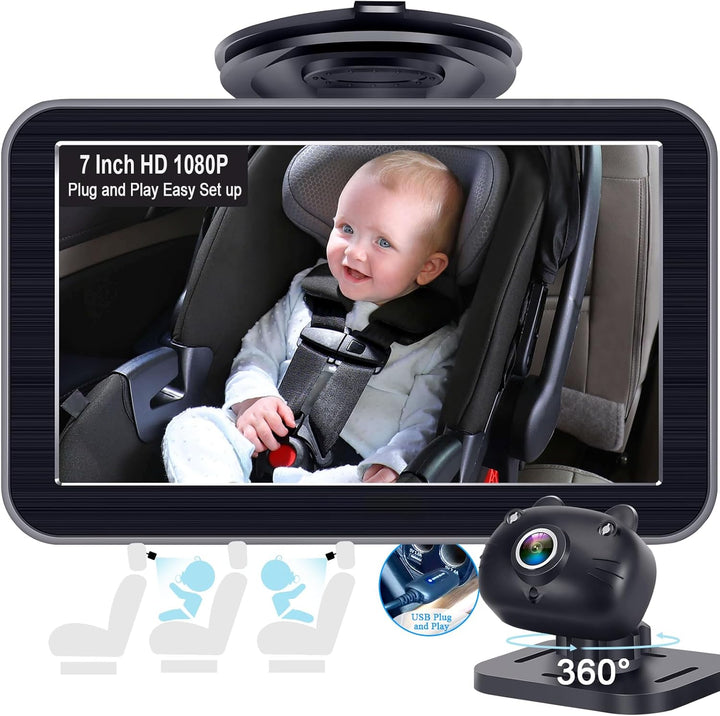 DoHonest Cámara de coche de bebé de 7 pulgadas USB Plug