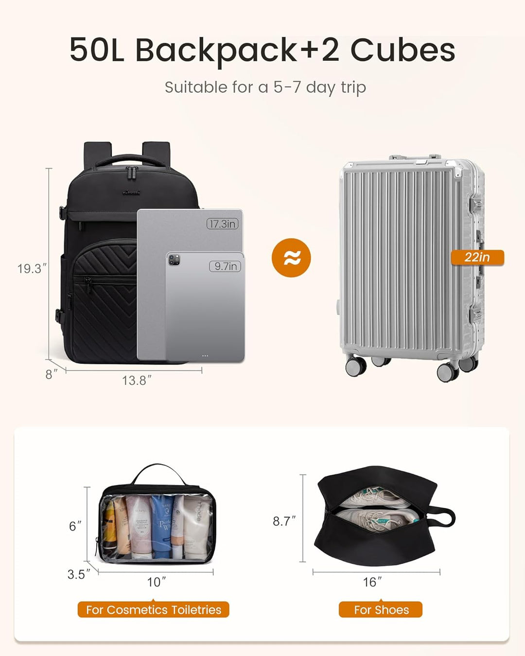 LOVEVOOK Mochila de viaje para mujeres y hombres, bolsa de viaje pa...