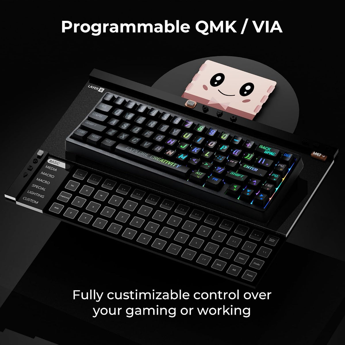 x XVX M67 Teclado inalámbrico 60% por ciento, teclado topográfico Q...