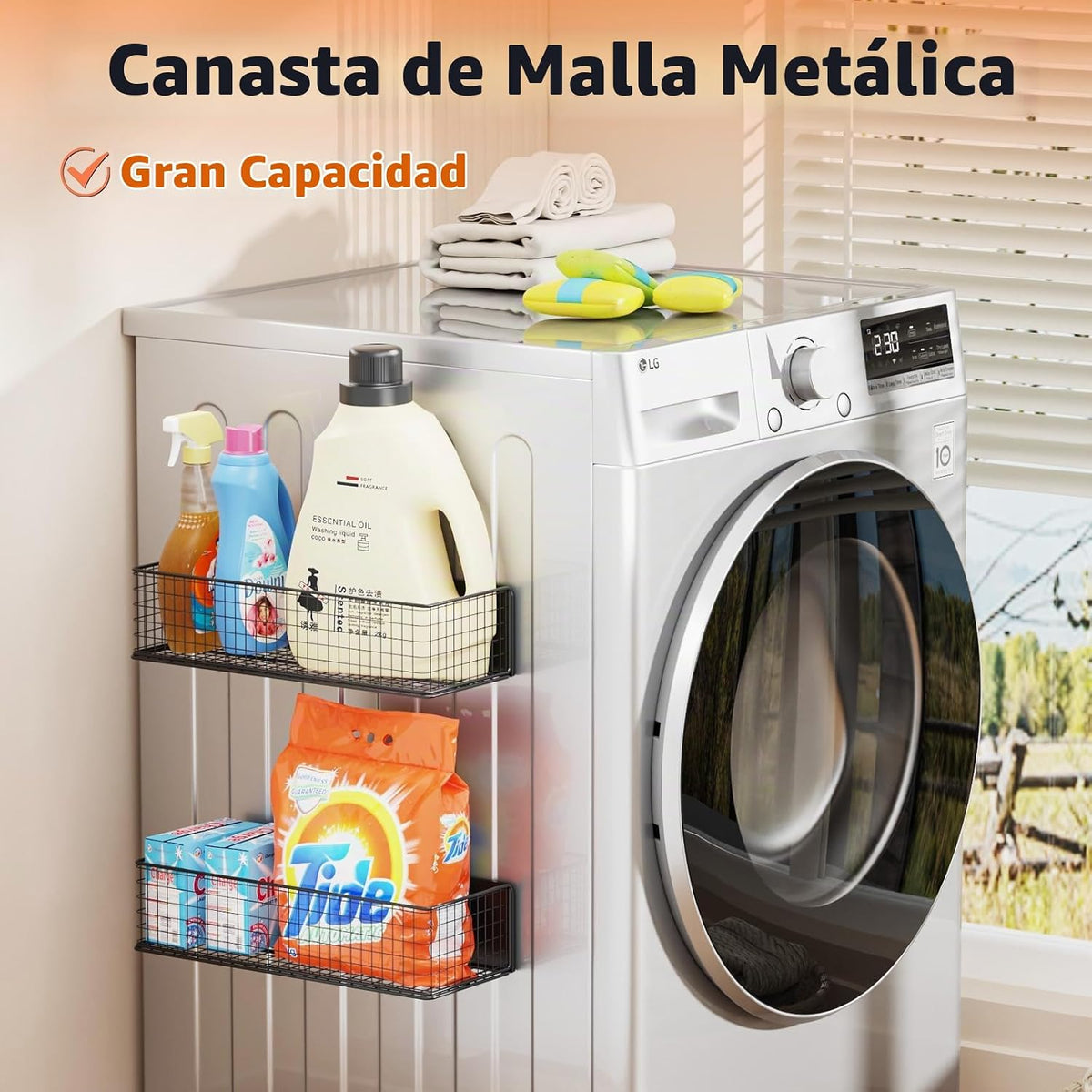 Cestas magnéticas organizadores de refrigerador, cesta de malla de alambre de metal de gran capacidad, estante para especias para almacenamiento de refrigerador, estante magnético para