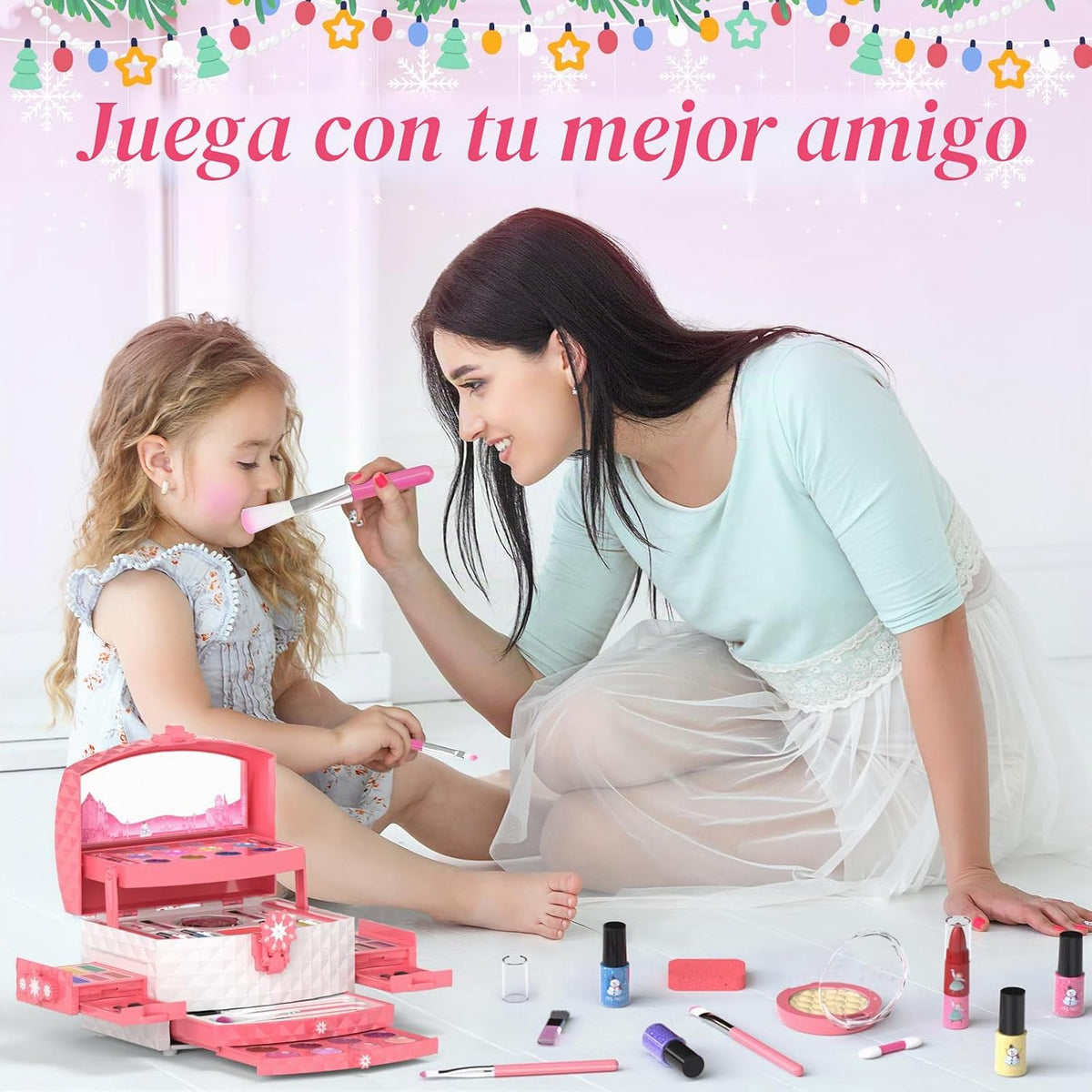 Set de Maquillaje Infantil de 57 Piezas para Niñas, Set de Maquillaje Real Lavable para Niñas Pequeñas